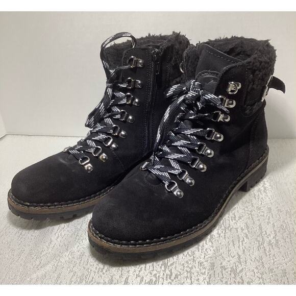 Pajar paulina lace up suede boots black womens size 8-8.5 - Picture 1 of 7